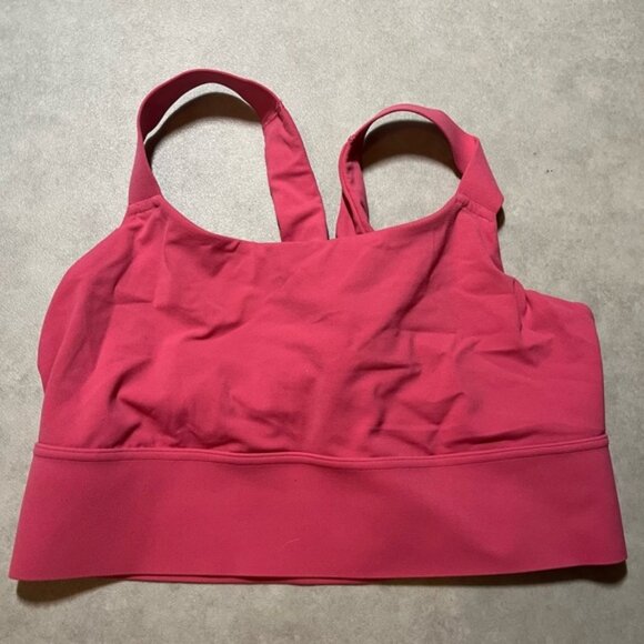ATHLETA Womens Pink Sports Bra LARGE fun twist back Perfect for workouts - Picture 1 of 5